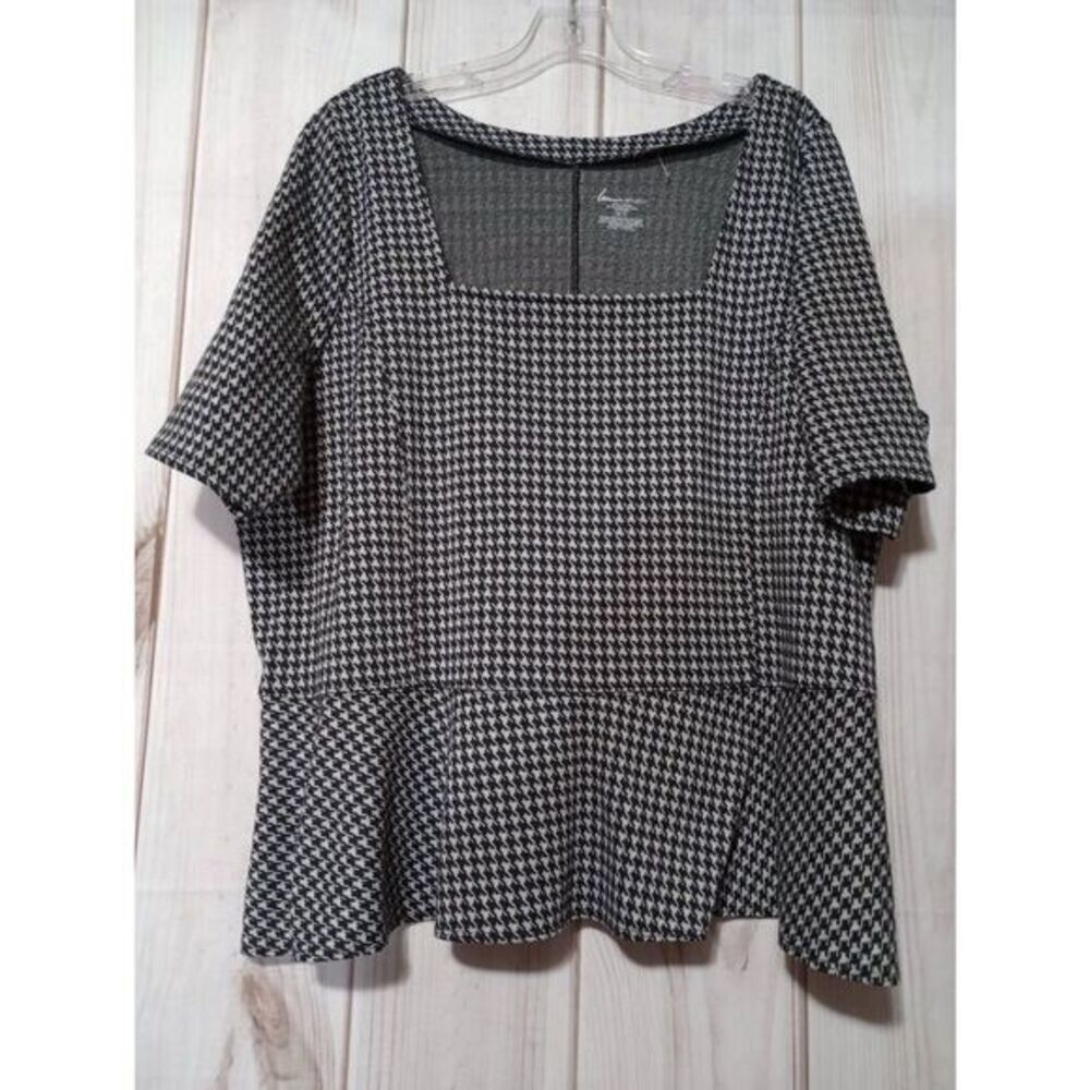 Lane Bryant Shirt Ladies 22 Black White Short‎ Sleeve